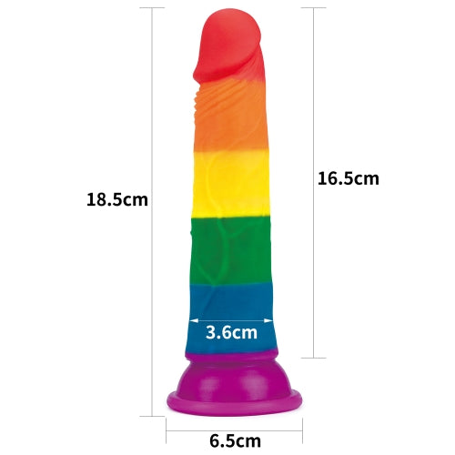 Consolador Ventosa Pegable Realista Pride Lgbt Arcoiris 17cm 7'' Prider Dildo
