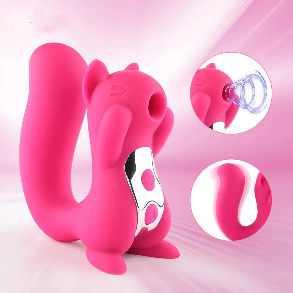 Vibrador Succionador Estimulador de Clitoris Recargable Punto G Silicona Ardilla