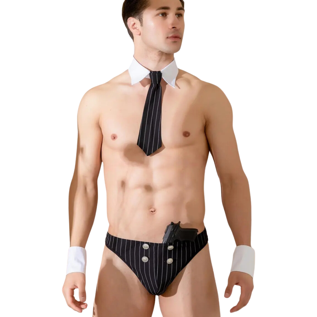 Tanga Corbata Traje Hombre Disfraz Muy Sexy, Streaper