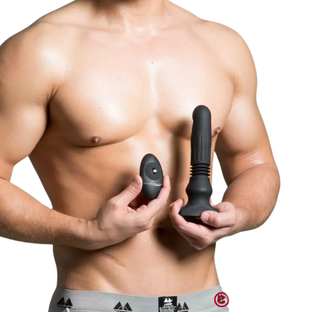 Vibrador Control R, Vibracion Y Empuje Thrusting Plug Anal Silicone Swelling and Thrusting Plug with Remote Control