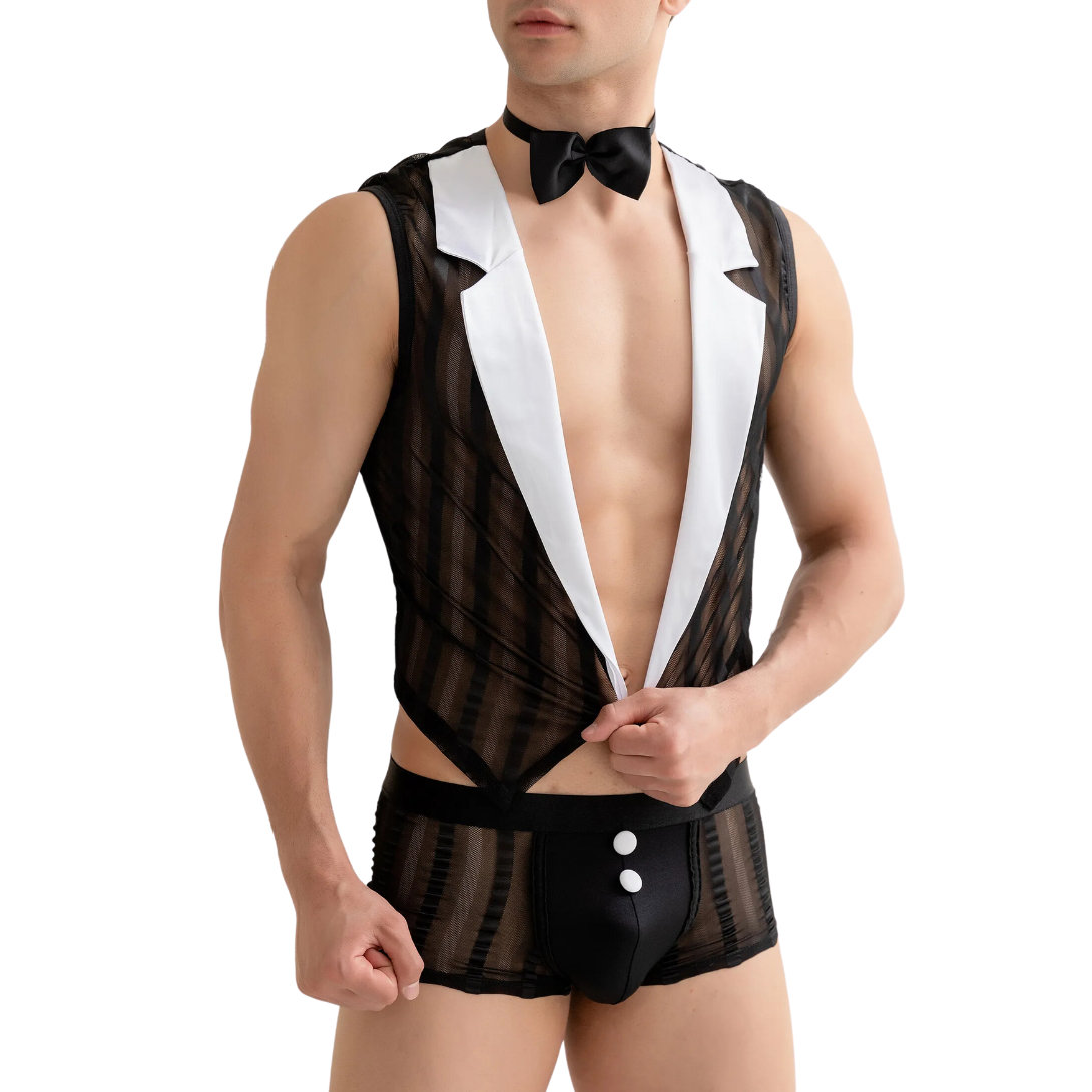 Camarero Boxer Mesero Lencería Hombre Disfraz Muy Sexy, Streaper Lenceria