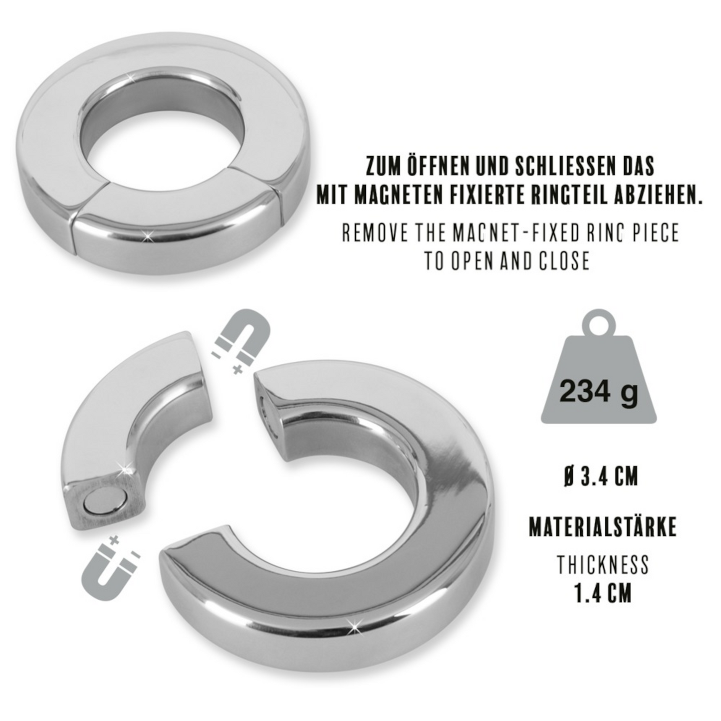 Anillo Pene Acero Magnetico Erección Extrema Duradera Magnetic Ball Stretcher