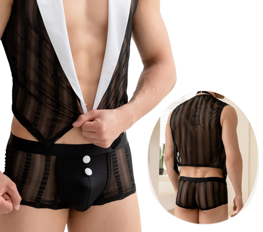 Camarero Boxer Mesero Lencería Hombre Disfraz Muy Sexy, Streaper Lenceria