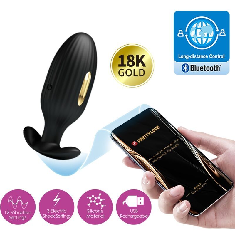 Vibrador Anal Estimulador Pretty Love Jefferson Anal Plug Electric Shock Functions Mobile App Long Distance Control