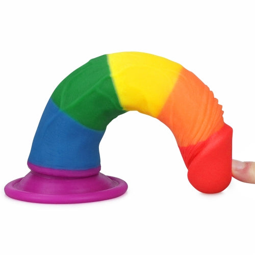 Consolador Ventosa Pegable Realista Pride Lgbt Arcoiris 17cm 7'' Prider Dildo