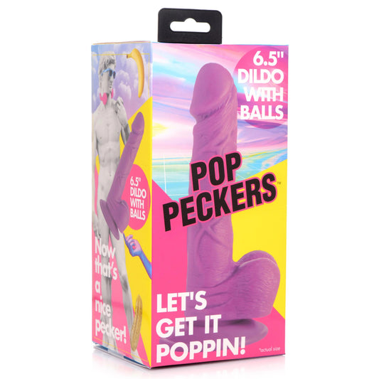 Dildo Consolador Principiantes 16cm Unisex Pop Pecker 6.5 Inch Dildo With Balls - Purple