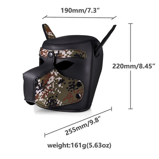 Mascara Perro De Neopreno Suave Disfraz De Perro Cosplay Gay Spike Neoprene Puppy Hood Black