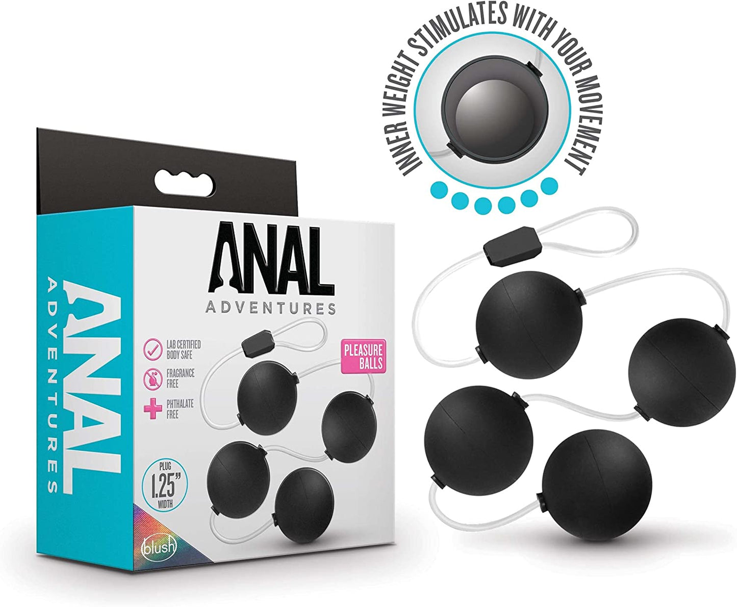 Bolitas Bolas Anal Silicona Movimiento Vibradoras Anal Adventures - Pleasure Balls - Black