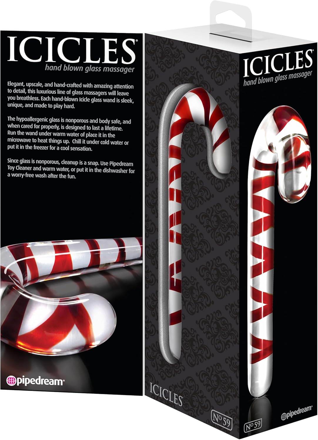 Hermoso Dildo Consolador Cristal Estimulador Anal Consolador No. 59 Candy Cane De Icicles