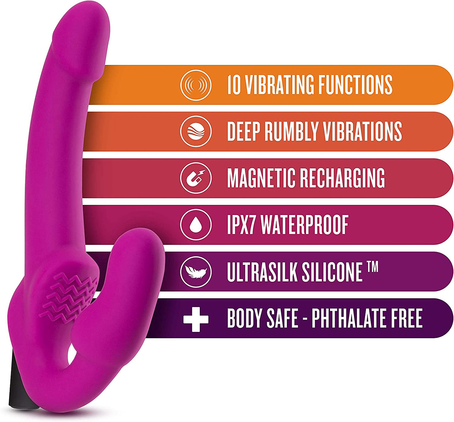 Vibrador Lesbico Dildo Strapless Strap-on Silicone Temptasia - Estella - Strapless Silicone Dildo - Pink 15cm