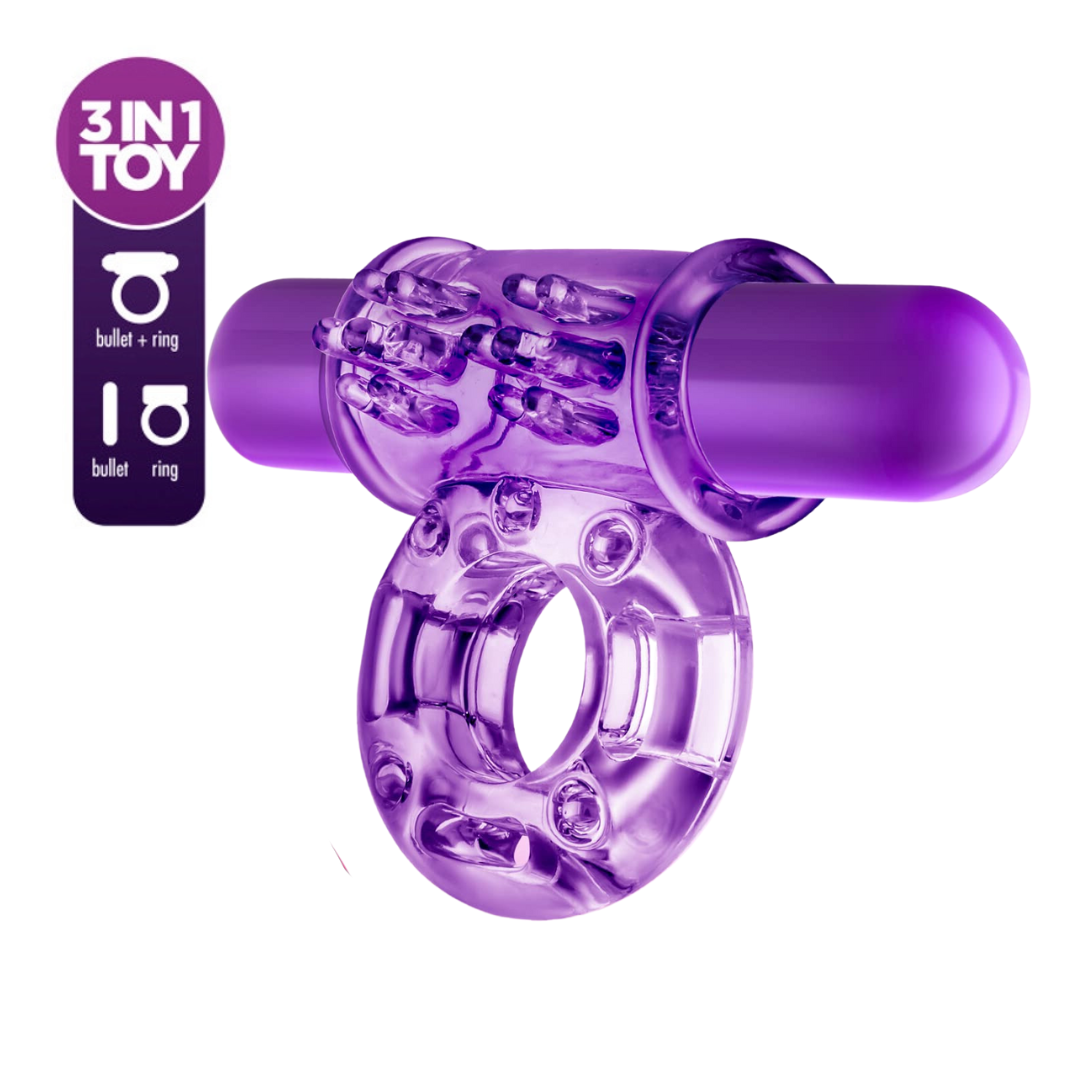 Anillo Vibrador Para Pene Y Bolas Retardar Estimulante Play With Me - Couples Play - Vibrating Cock Ring - Purple
