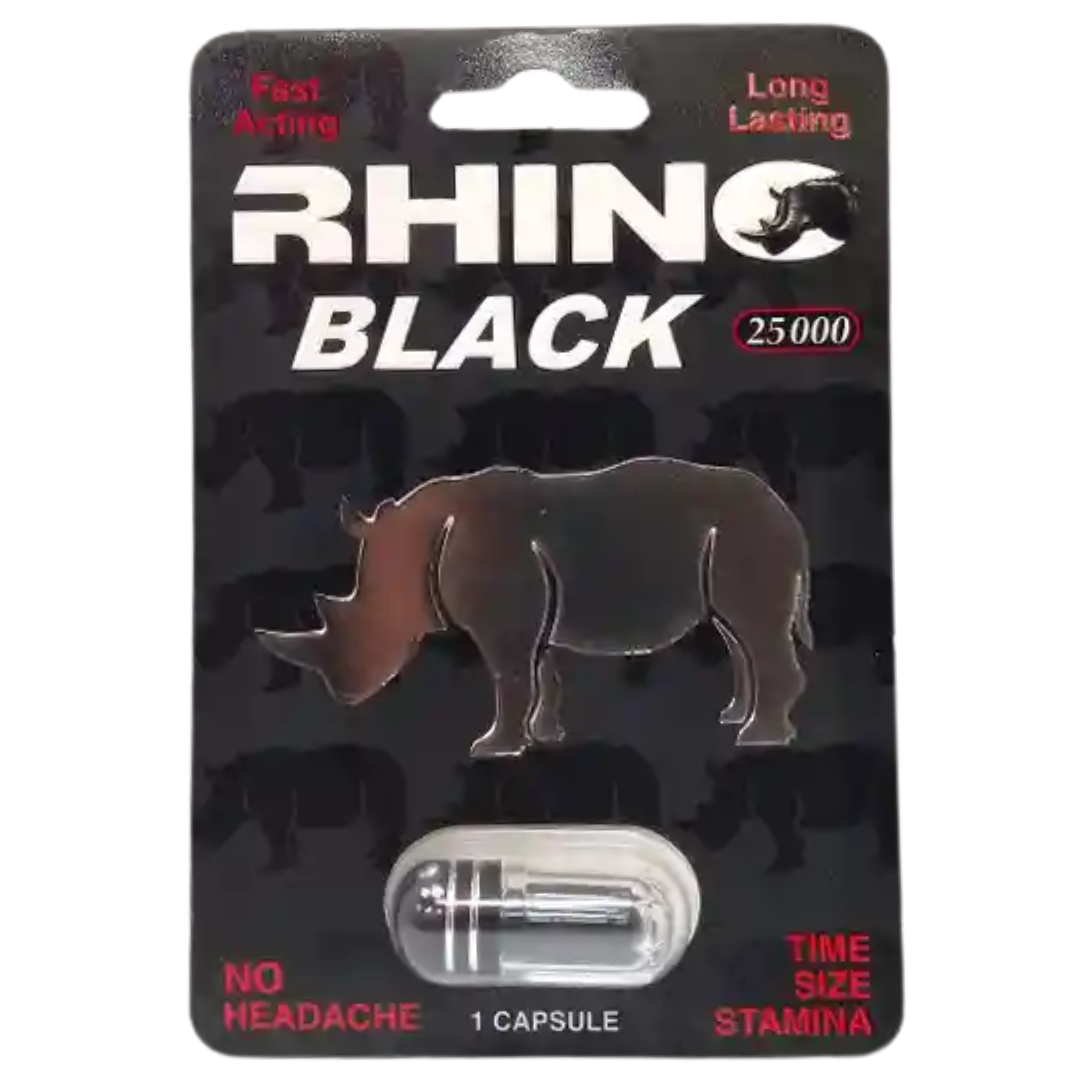 Rhino Black Pastilla Para Pene Erección Más Firme Vigorizante Masculino