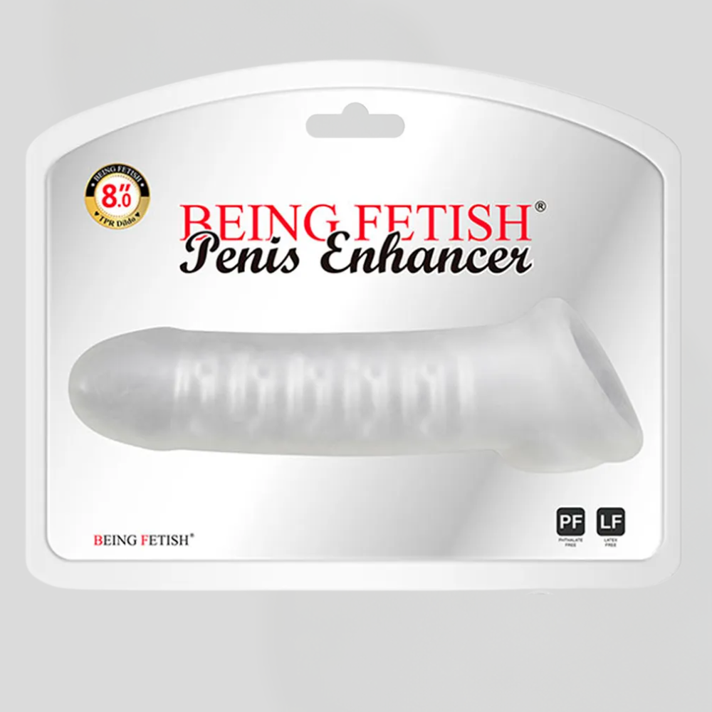 Funda Extensión Pene Mas Grande Textura Ultra Estimulante Transparente 8inch