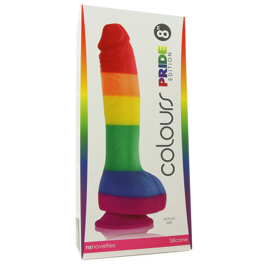 Dildo 20cm Consolador Suave Flexible Anal Vaginal Colours Pride Edition 8 Inch Silicone Dildo in Rainbow