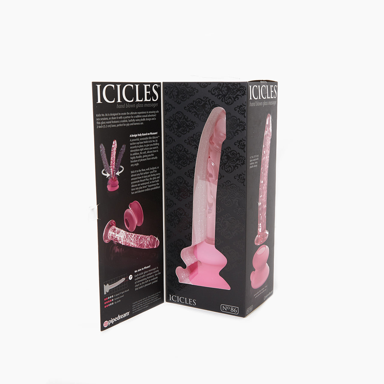 Hermoso Dildo Consolador Cristal Glass Pink Icicles no. 86