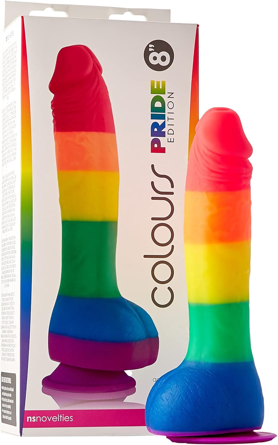 Dildo 20cm Consolador Suave Flexible Anal Vaginal Colours Pride Edition 8 Inch Silicone Dildo in Rainbow