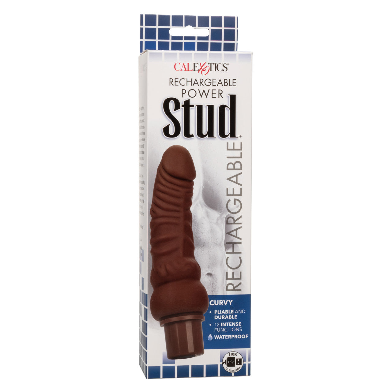 Vibrador 18cm Potente Estimulante Consolador Recargable Rechargeable Power Stud Curvy - Brown