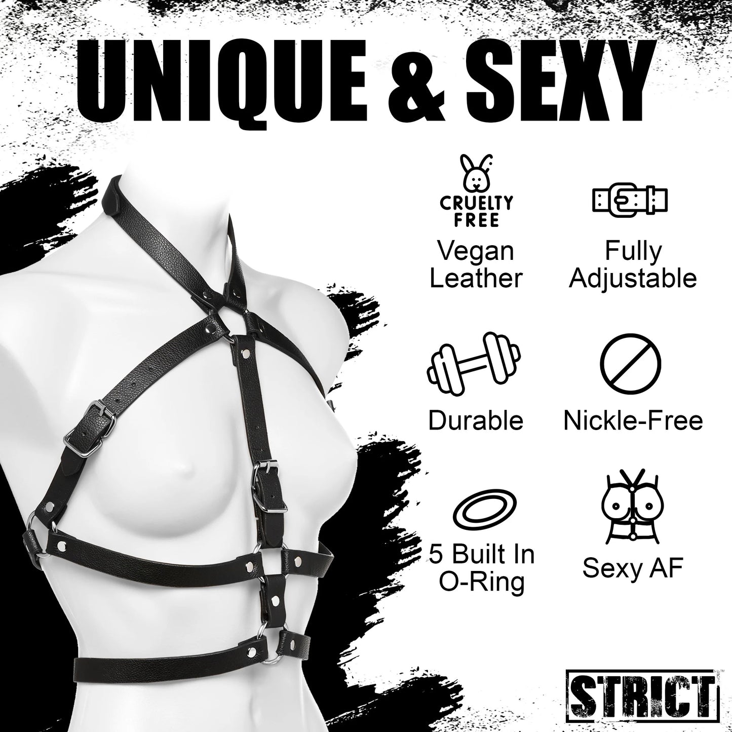 Arnes De Pecho Cuero Metal Sujetador Ajustable Female Body Harness-