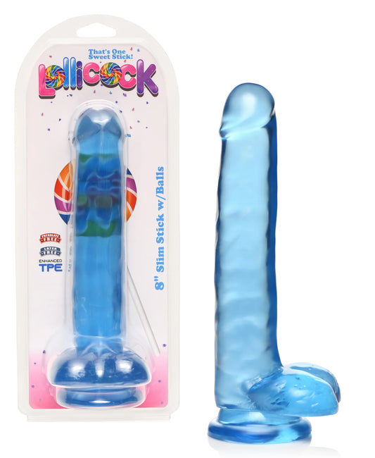 Dildo Pene Consolador 20cm Insertables Anal Vaginal Flexible Lollicock 8 Inch Slim Stick With Balls Berry Ice Dildo