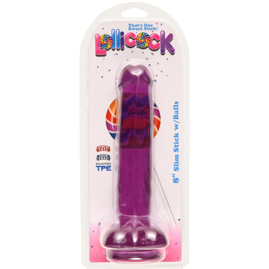 Dildo Pene Consolador 20cm Insertables Anal Vaginal Flexible Lollicock 8 Inch Slim Stick With Balls Grape Ice Dildo