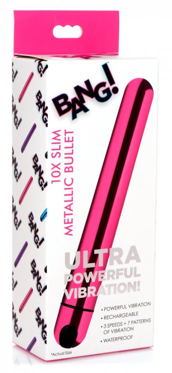 Vibrador Unisex Consolador Bala Vibrador 18cm Recargable Metallic Bang! Pink