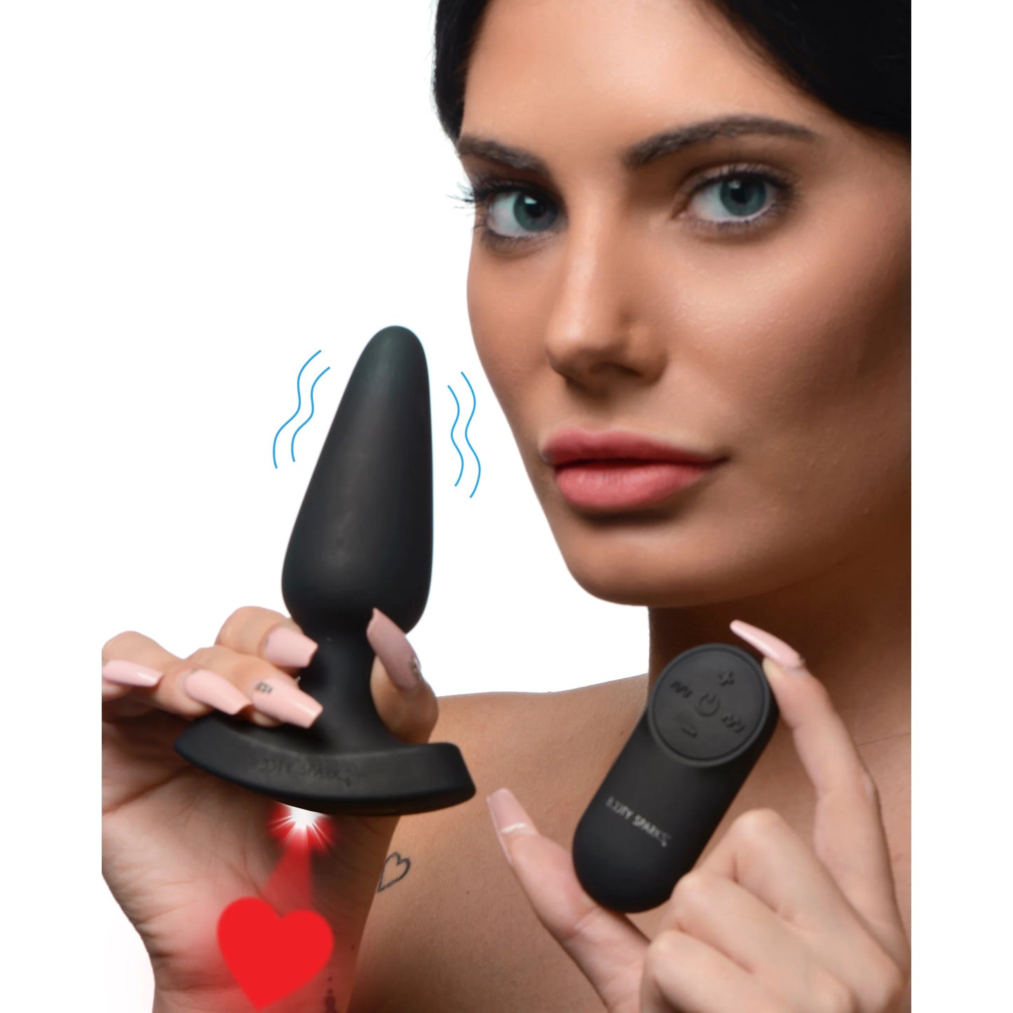Vibrador Laser Plug Anal Estimulador Silicon Laser Heart Medium Anal Plug With Remote Control