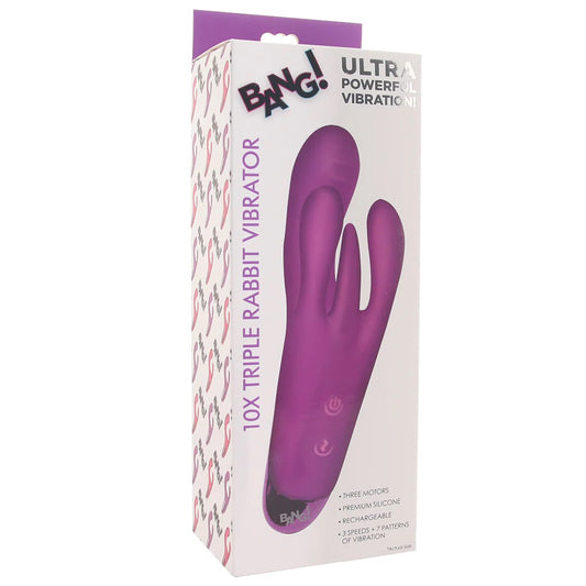 Triple Vibrador Estimulador Vaginal Clítoris Recargable Bang Triple Rabbit Vibrator - Purple