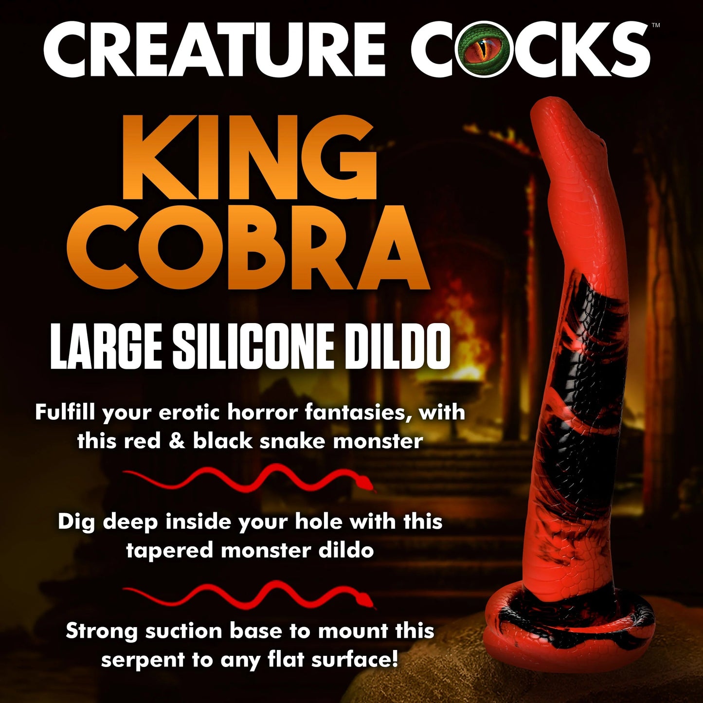 Dildo 35cm Realista Grande Suave Flexible Consolador Creature Cock King Cobra - Large 14" Long Silicone Dong