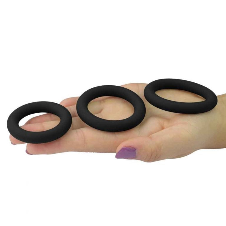 Anillo Pene Y Bolas Cock Ring Fuertes Erecciones Black Silicon Ring Set