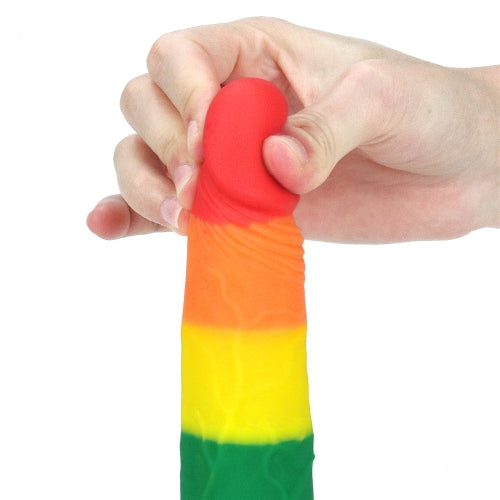 Consolador Ventosa Pegable Realista Pride Lgbt Arcoiris 17cm 7'' Prider Dildo