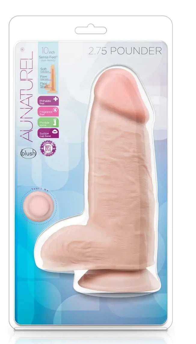 Dildo Realista Suave Grueso Gordo 10 PuLG Au Naturel Pounder Au Naturel - 2.75 Pounder - Vanilla