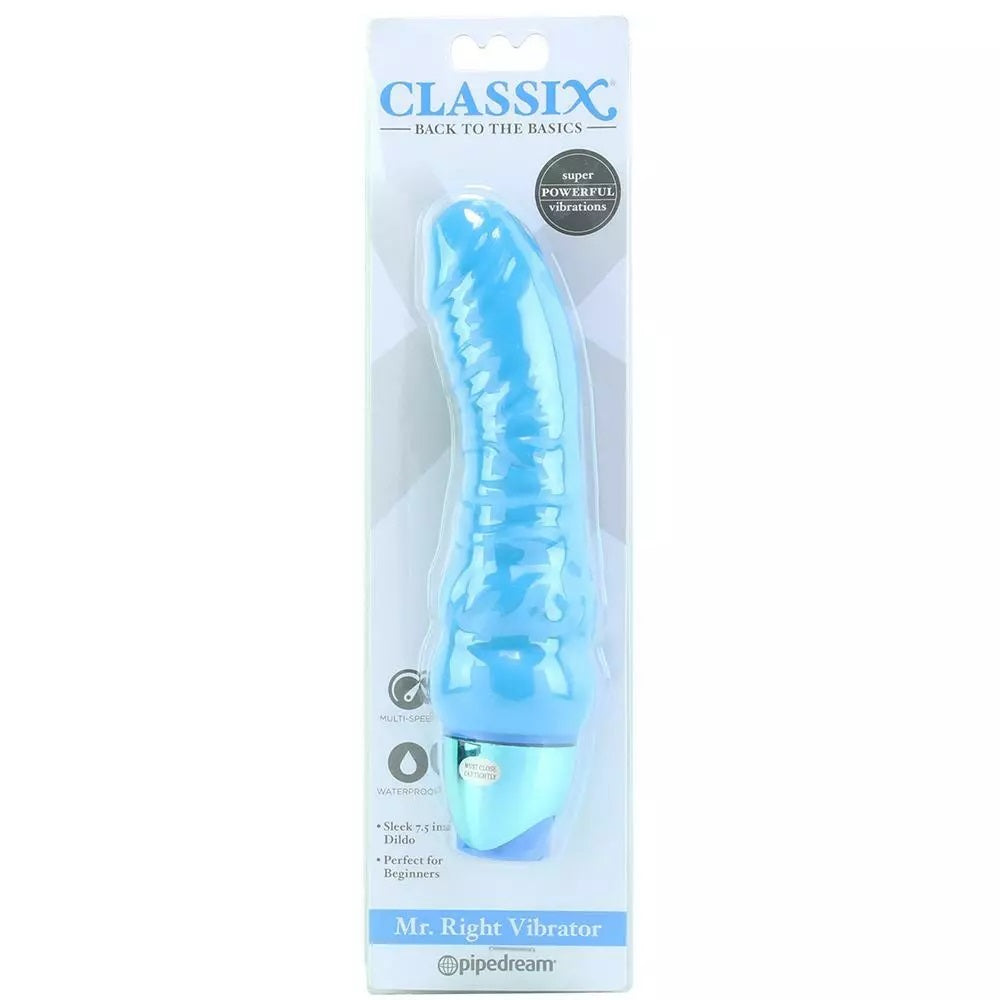 Vibrador Consolador Multi Velocidad Discreto 16cm Classix Mr. Right Vibe Blue