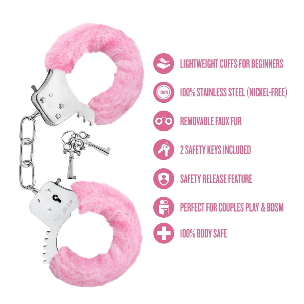 Esposas Peluche Sumiso Bdsm Metal Alta Calidad Series Original Furry Cuffs - Pink