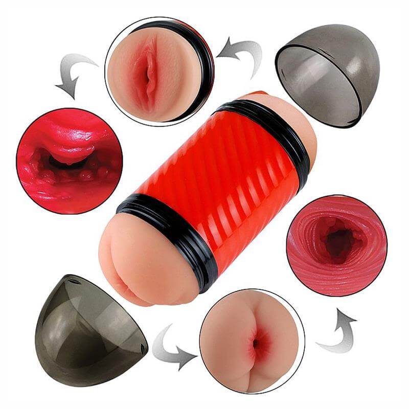 Masturbador Masajeador De Pene Textura Interna Más Placer DOUBLE ENTRANCE - THE REALISTIC - VAGINA Y ANO