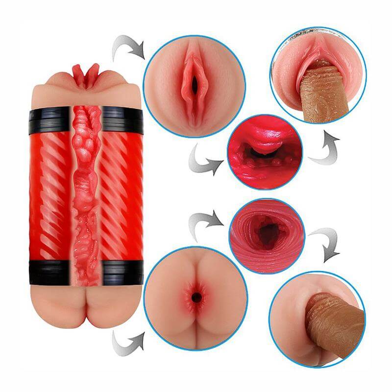 Masturbador Masajeador De Pene Textura Interna Más Placer DOUBLE ENTRANCE - THE REALISTIC - VAGINA Y ANO