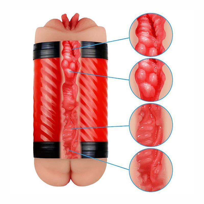 Masturbador Masajeador De Pene Textura Interna Más Placer DOUBLE ENTRANCE - THE REALISTIC - VAGINA Y ANO