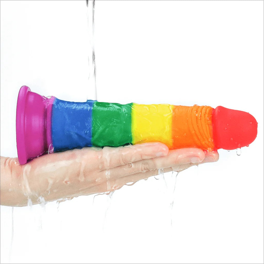 Consolador Ventosa Pegable Realista Pride Lgbt Arcoiris 17cm 7'' Prider Dildo