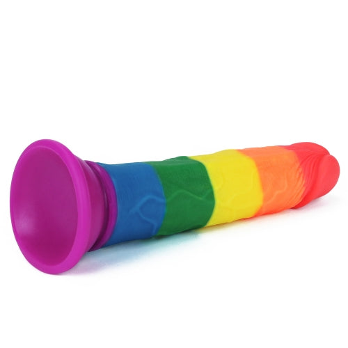 Consolador Ventosa Pegable Realista Pride Lgbt Arcoiris 17cm 7'' Prider Dildo