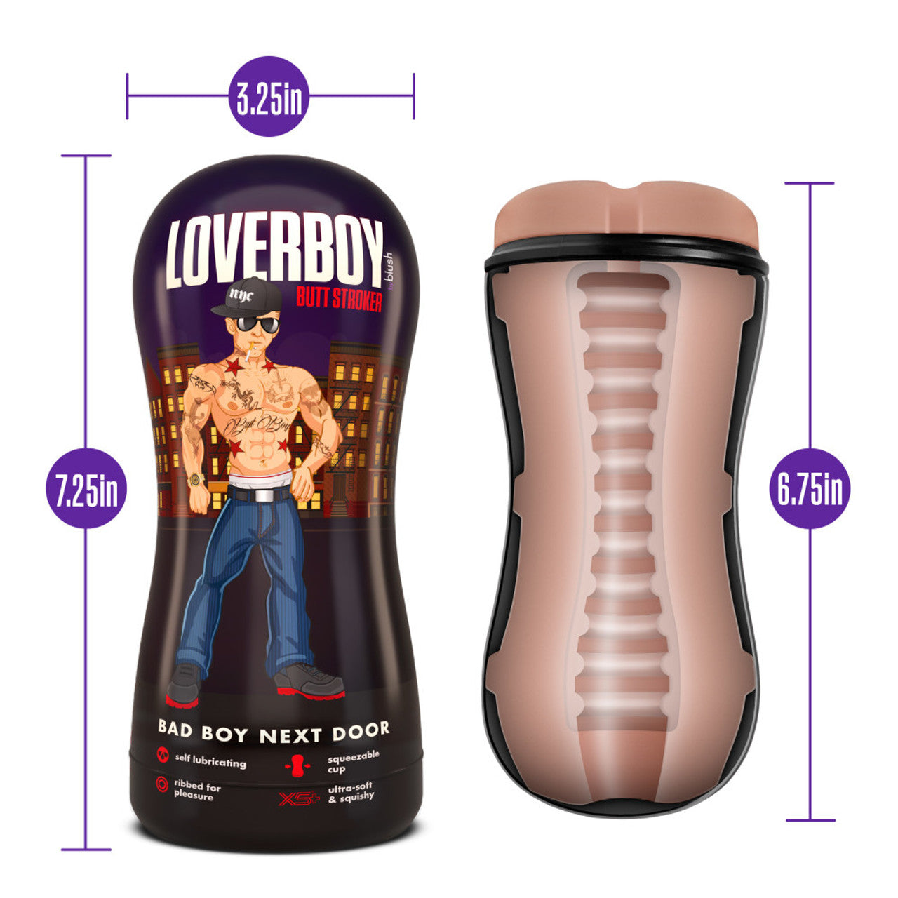 Masturbador Ano Masculino Apretado Suave Flexible Loverboy - Bad Boy Next Door - Self Lubricating Stroker - Beige
