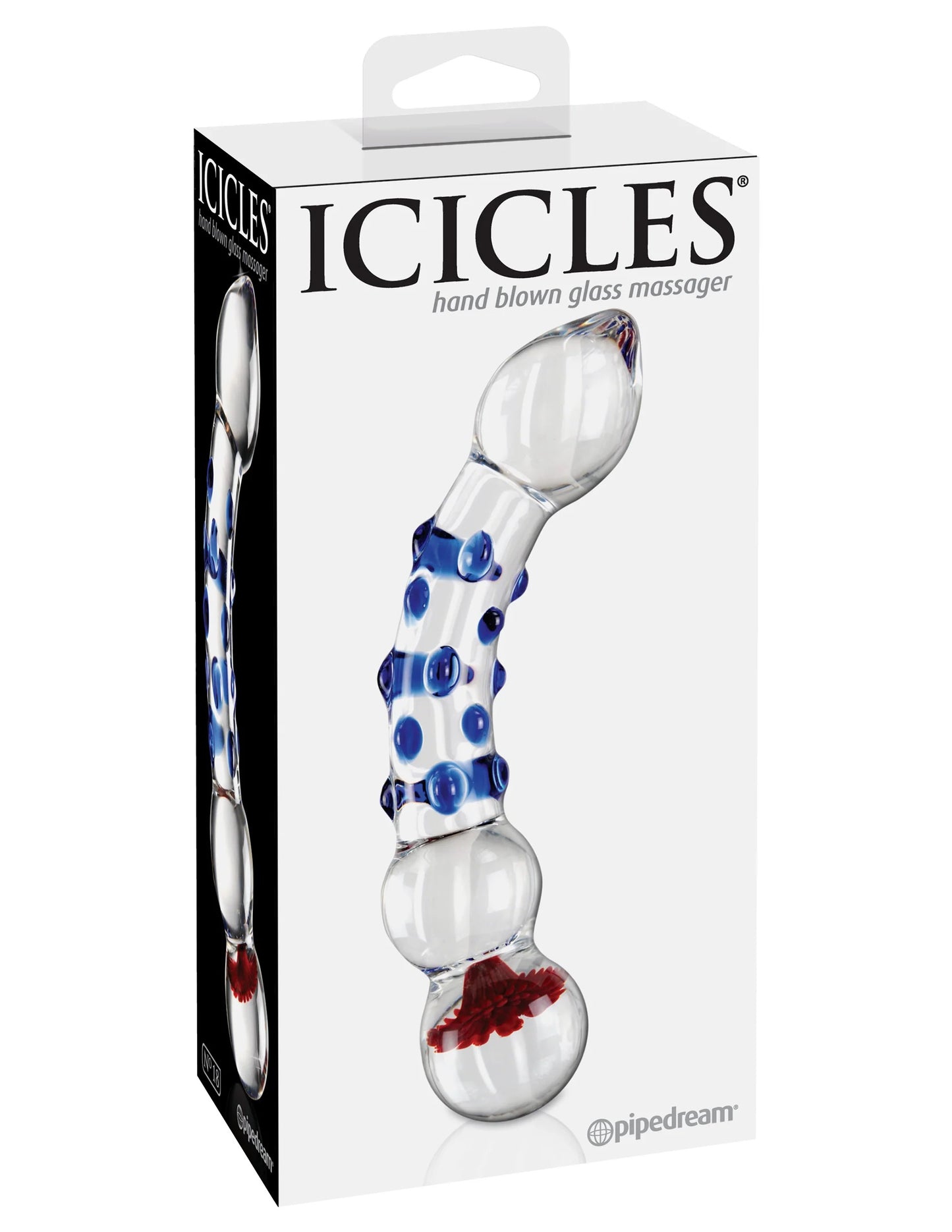 Dildo Consolador Vaginal Cristal Glass Dildo Icicles 18 Azúl