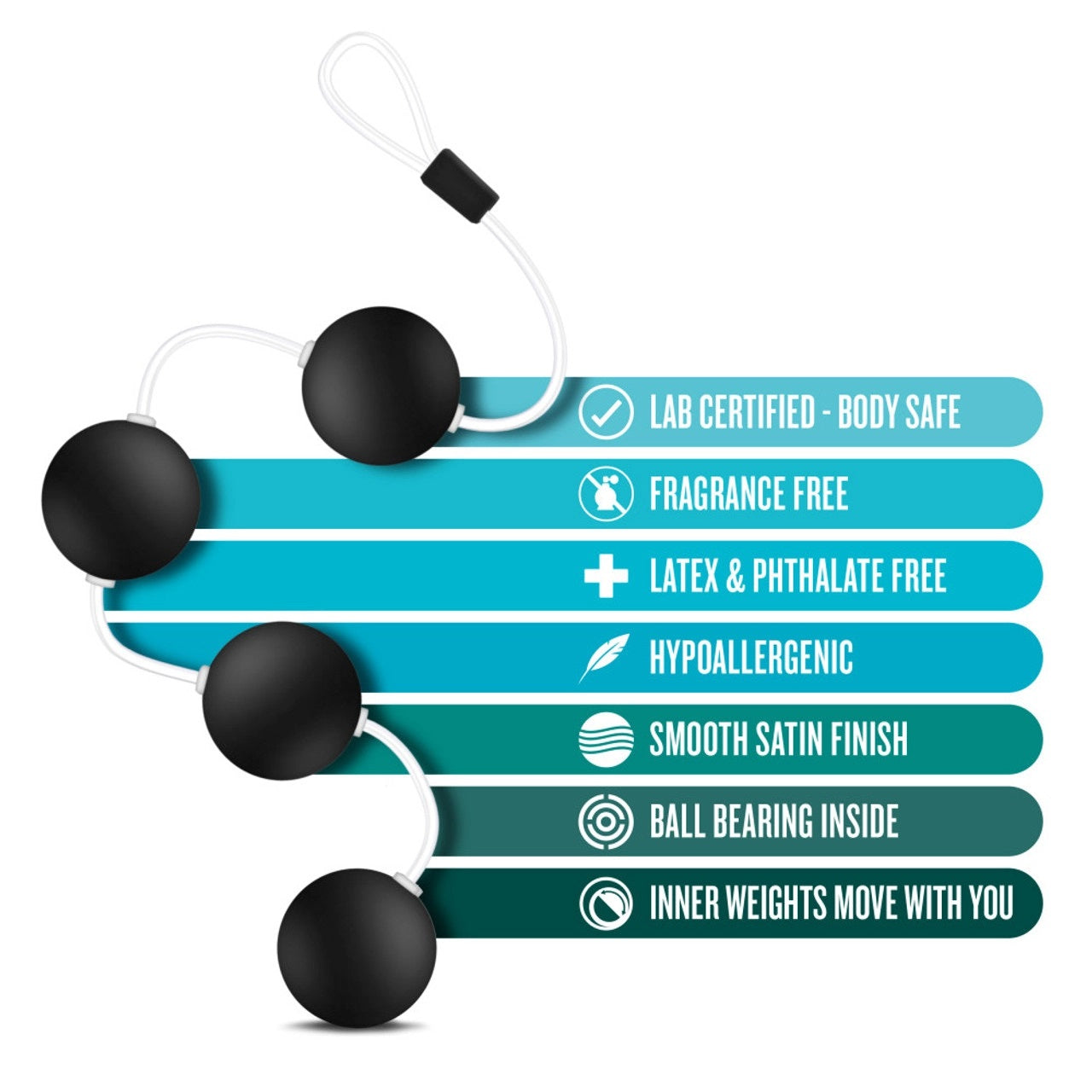 Bolitas Bolas Anal Silicona Movimiento Vibradoras Anal Adventures - Pleasure Balls - Black
