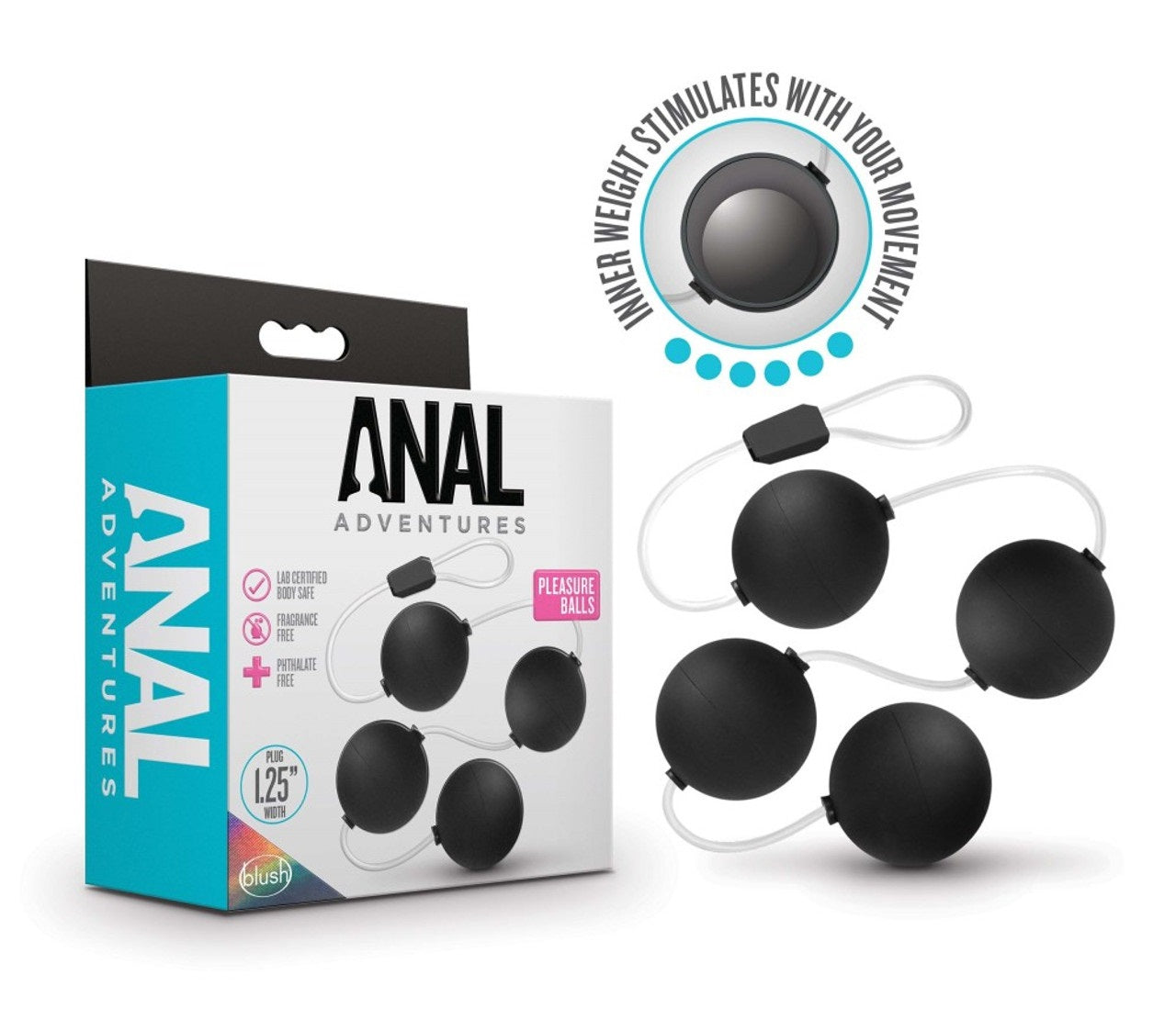 Bolitas Bolas Anal Silicona Movimiento Vibradoras Anal Adventures - Pleasure Balls - Black