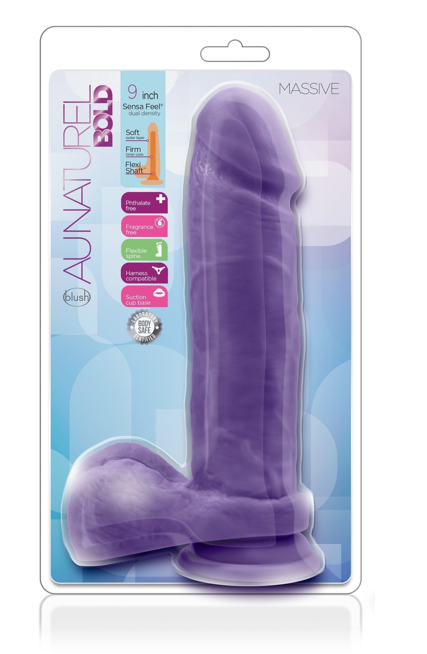 Dildo Grande 22cm Suave Rigido Erecto Grueso Au Naturel Purple Purple Bold - Massive - 9 Inch Dildo