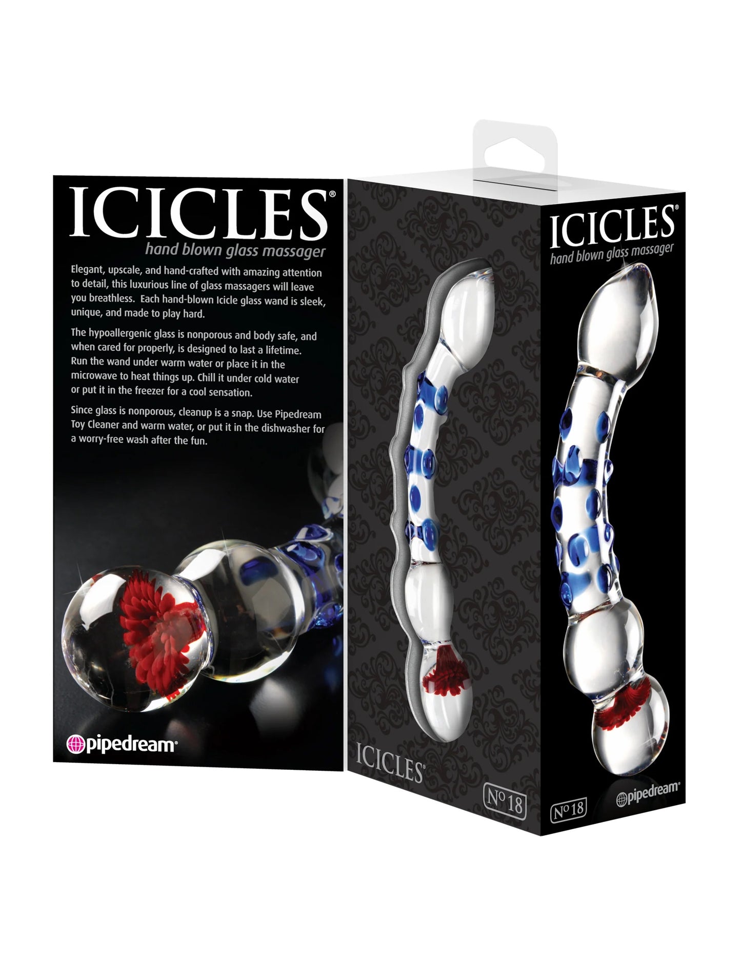 Dildo Consolador Vaginal Cristal Glass Dildo Icicles 18 Azúl
