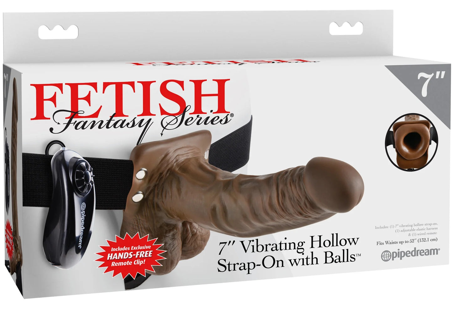 Funda Extension 18cm Vibrante Arnés Vibrating 7 Inch Brown Hollow Strap-On Penis Extension with Balls