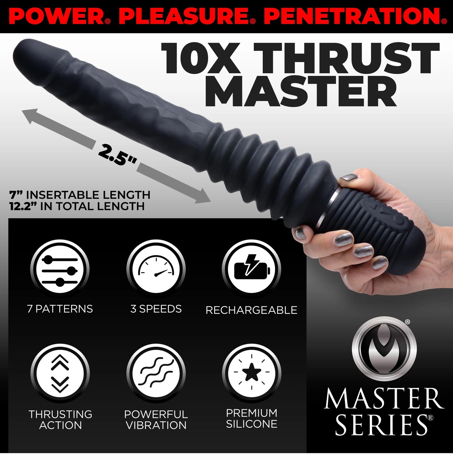 Vibrador Empuje Consolador Recargable 10x Silicone Vibrating And Thrusting Dildo