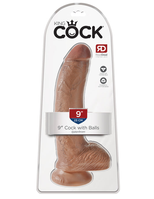 Dildo Real King Cock 9 Pulgadas Con Bolas Y Ventosa 22cm 9" Cock with Balls Tan