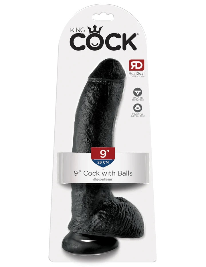 Dildo Real King Cock 9 Pulgadas Con Bolas Y Ventosa 22cm 9" Cock with Balls Black