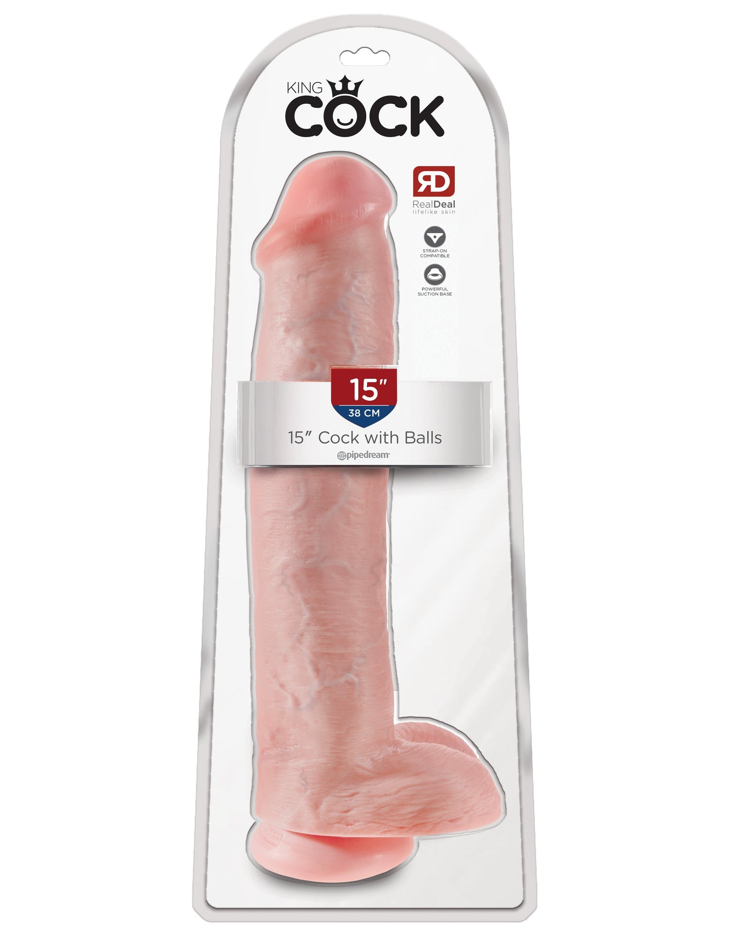Dildo King Cock Pene 15 PuLG 38cm Grueso, Con Copa Succión KING COCK 15 COCK WITH BALLS – FLESH