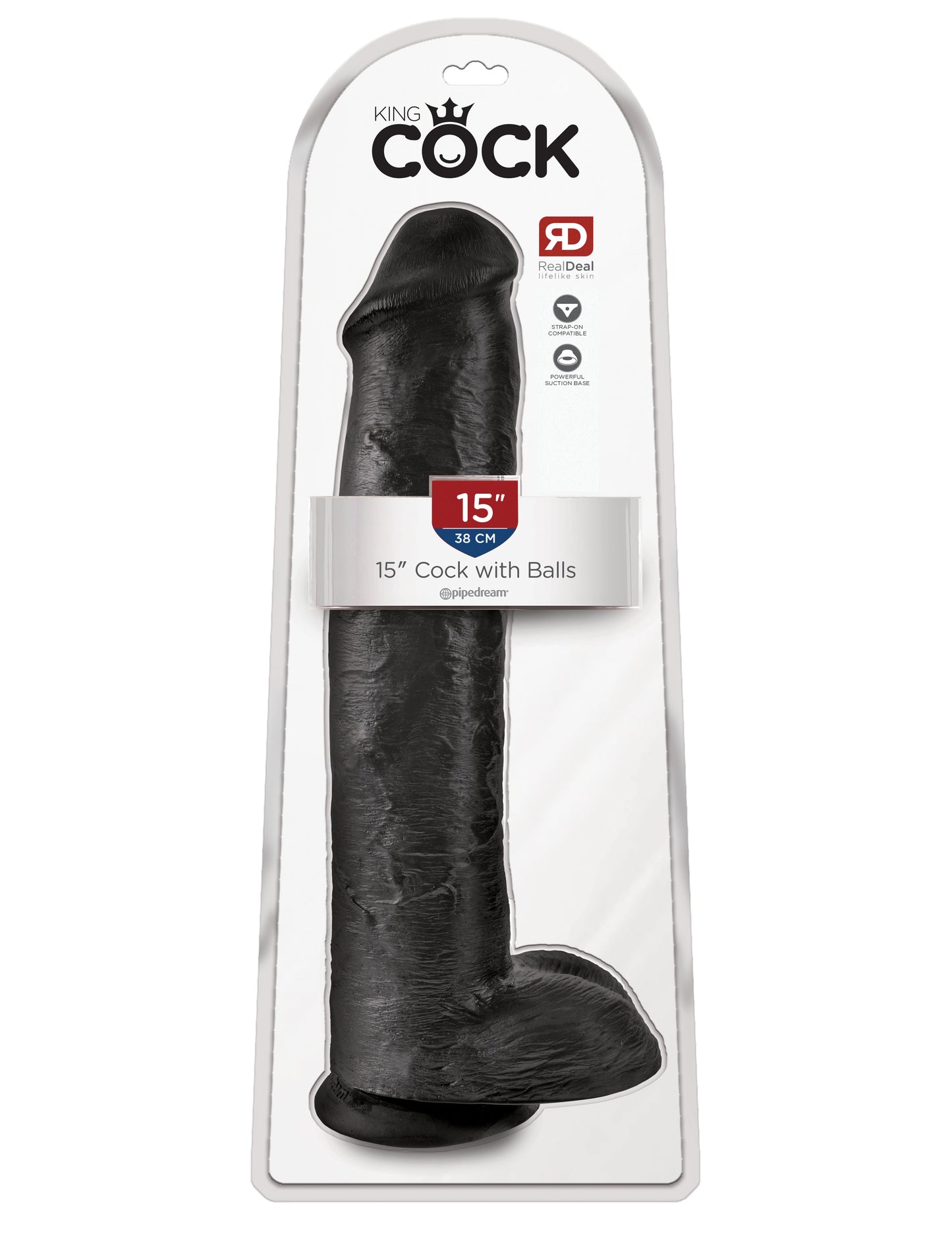 Copia de Dildo King Cock Pene 15 PuLG 38cm Grueso, Con Copa Succión KING COCK 15 COCK WITH BALLS – BLACK